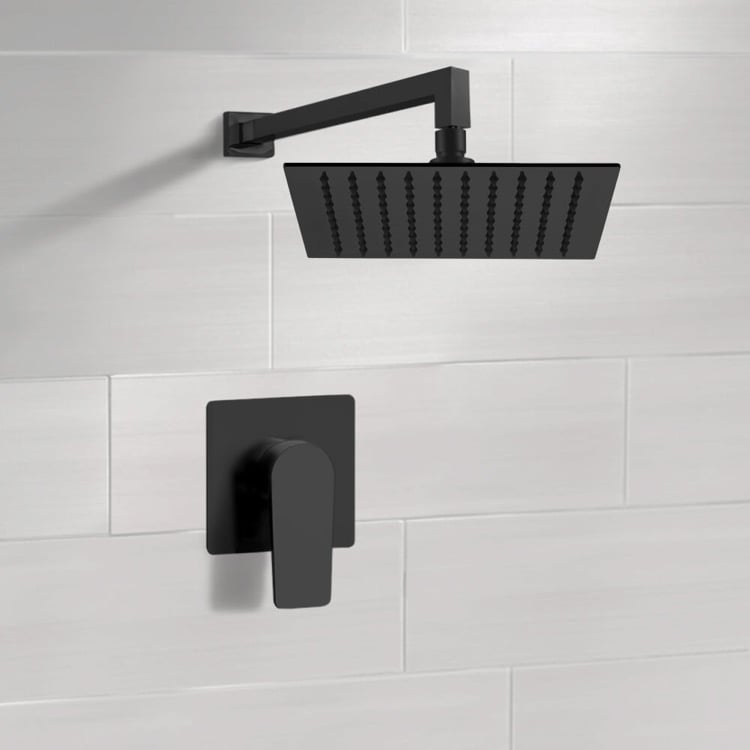 Shower Faucet Matte Black Shower Faucet with Rain Shower Head Remer SS43